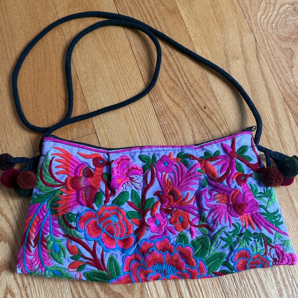 🌸3/$15 Thai Embroidered Floral Boho Cross Body Bag